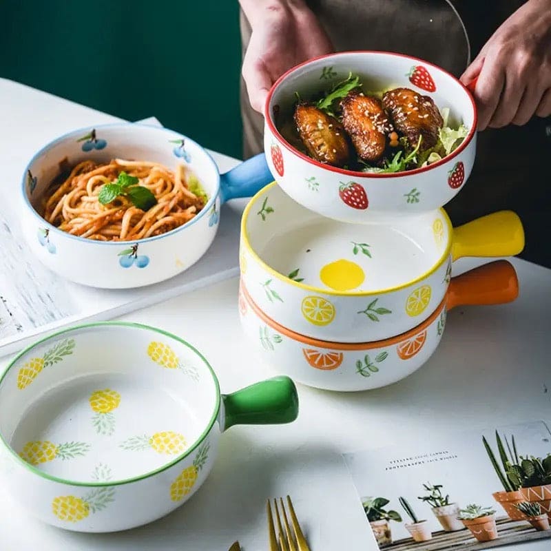 Ceramic Glaze Baking Bowl With Handle, 650ML Food Container, Nordic Net Red Ceramic Bowl With Hand Grip, Barbecue Cheese Baked Rice Baking Pan, Round Bakeware Tray Ceramic Glaze Baking Bowl With Handle, 650ML Food Container, Nordic Net Red Ceramic Bowl With Hand Grip, Barbecue Cheese Baked Rice Baking Pan, Round Bakeware Tray